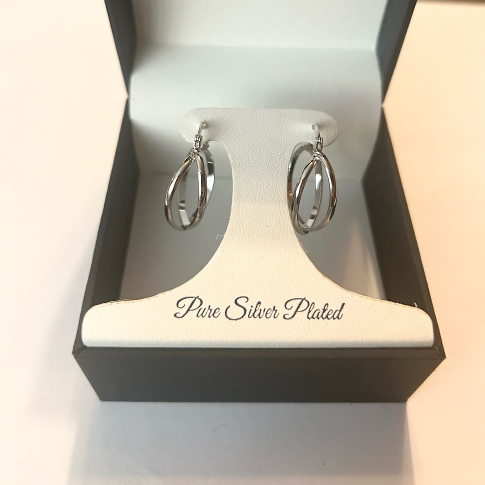 Pure Silver Plated Hoop Earrings